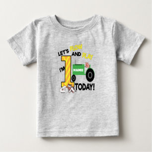 Camiseta Para Bebê primeiro aniversario 1 - Parte do trator com tema