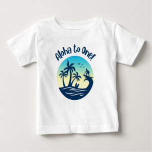 Camiseta Para Bebê Primeiro aniversário, Aloha para um!