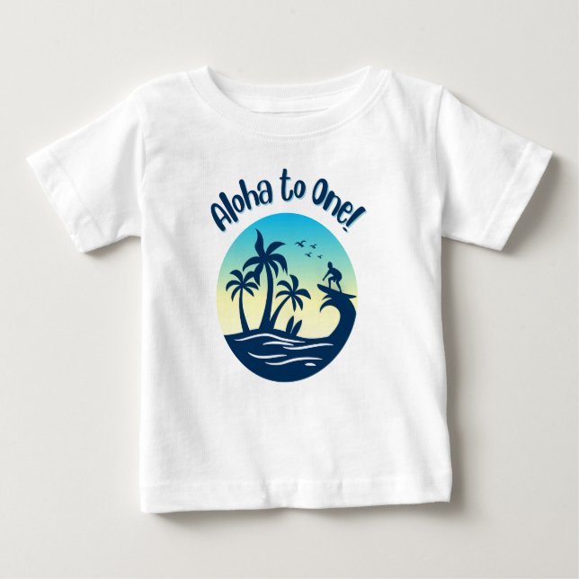 Camiseta Para Bebê Primeiro aniversário, Aloha para um! (Frente)