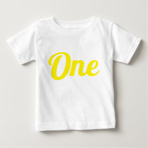 Camiseta Para Bebê Primeiro Aniversário Amarelo