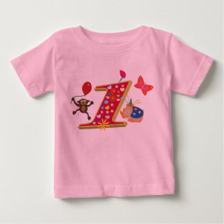Camiseta Para Bebê Primeiro aniversário: Animais bonitos e divertidos