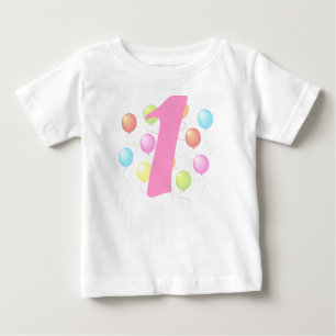 Camiseta Para Bebê Primeiro Aniversário Balões Bebê T-shirt