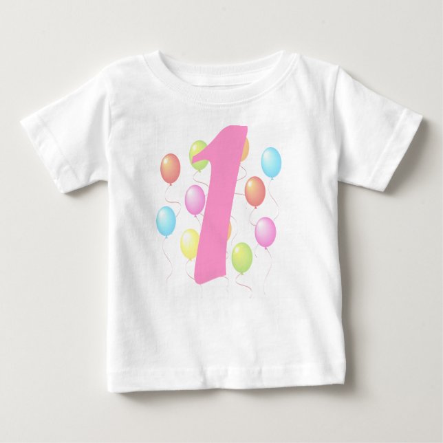 Camiseta Para Bebê Primeiro Aniversário Balões Bebê T-shirt (Frente)