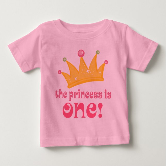 Camiseta Para Bebê Primeiro aniversario Bonito A Princesa É Um Presen (Frente)