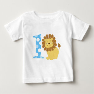 Camiseta Para Bebê Primeiro aniversario bonito do leão eu sou UM