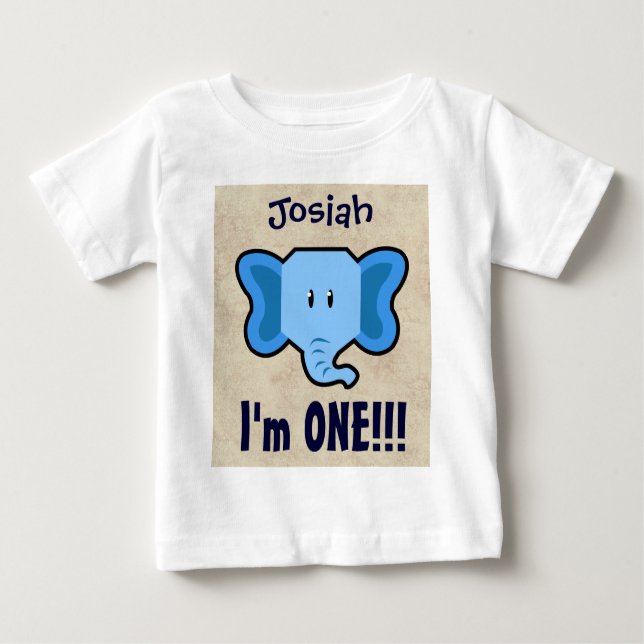 Camiseta Para Bebê primeiro aniversario Boy CHEVRON Um Ano Nome Perso (Frente)