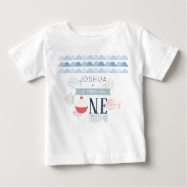 Camiseta Para Bebê Primeiro aniversario branco de um único pescador