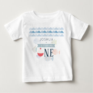 Camiseta Para Bebê Primeiro aniversario branco de um único pescador