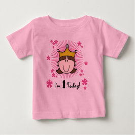 Camiseta Para Bebê Primeiro aniversario Brunette Princess