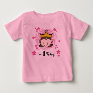 Camiseta Para Bebê Primeiro aniversario Brunette Princess