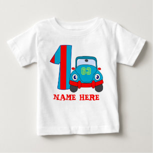 Camiseta Para Bebê primeiro aniversário, carro bonito