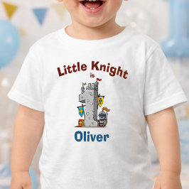 Camiseta Para Bebê Primeiro Aniversário Castelo Medieval & Cavaleiro