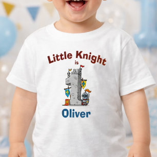 Camiseta Para Bebê Primeiro Aniversário Castelo Medieval & Cavaleiro