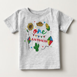 Camiseta Para Bebê Primeiro aniversario Colorida Fiesta