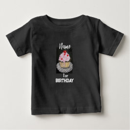 Camiseta Para Bebê primeiro aniversario cupcake