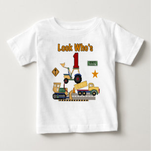 Camiseta Para Bebê Primeiro aniversário da construção