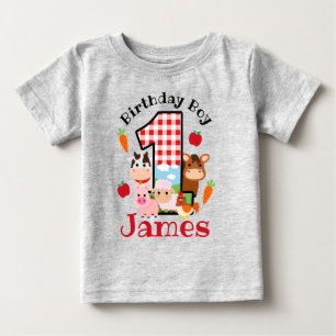 Camiseta Para Bebê Primeiro Aniversário de Animal de Fazenda   Aniver