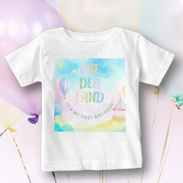 Camiseta Para Bebê Primeiro aniversario de aquarela doce pastel onede