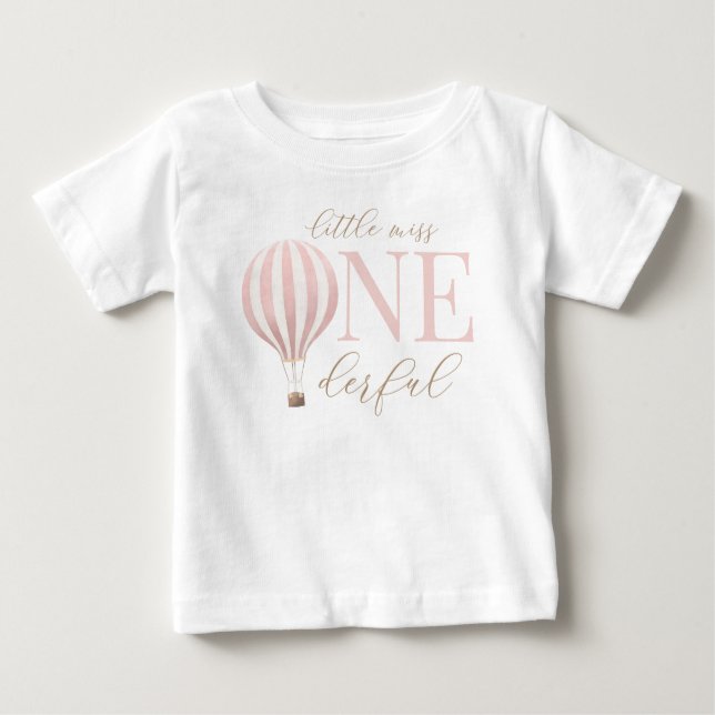 Camiseta Para Bebê Primeiro aniversario de Balão de Ar Quente da Meni (Frente)