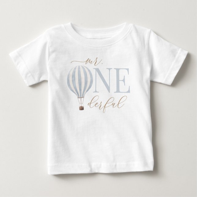 Camiseta Para Bebê Primeiro aniversario de Balões de Ar Quente Maravi (Frente)