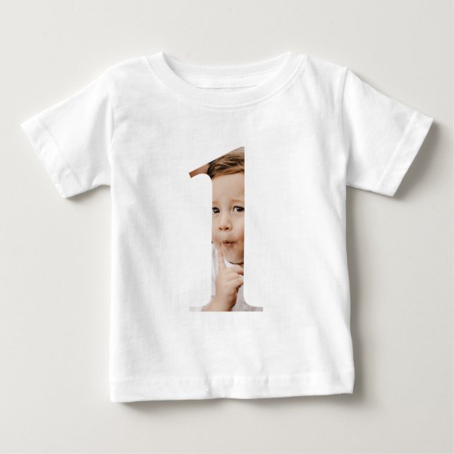 Camiseta Para Bebê Primeiro aniversario De Bebê Foto Personalizada (Frente)