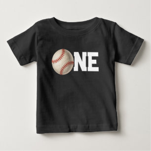 Camiseta Para Bebê Primeiro Aniversário de Beisebol com Um Ano