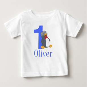 Camiseta Para Bebê primeiro aniversario de Blue Boys - Oliver Birthda