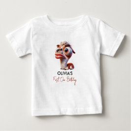 Camiseta Para Bebê Primeiro aniversario de Caricatura Engraçado Llama