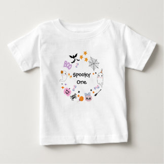Camiseta Para Bebê Primeiro aniversario de Dia das Bruxas Fantasmas S
