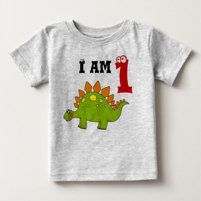 Camiseta Para Bebê Primeiro aniversario de Dinossauro Gelado (Frente)
