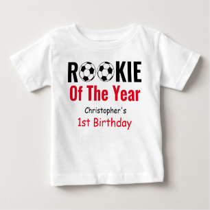 Camiseta Para Bebê Primeiro aniversario de futebol da Rookie