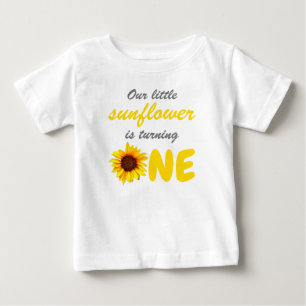 Camiseta Para Bebê Primeiro aniversario de girassol