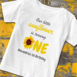 Camiseta Para Bebê Primeiro aniversario de girassol