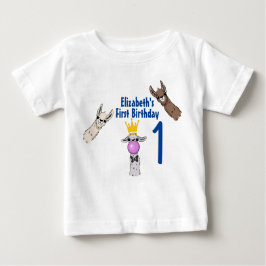 Camiseta Para Bebê primeiro aniversario de Ilustração 3 Cute Llama Fa
