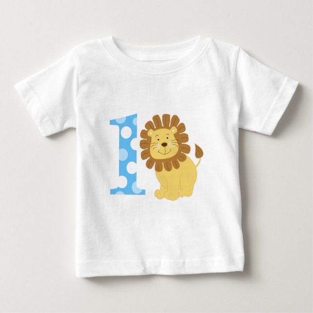Camiseta Para Bebê Primeiro aniversario de Leão Bonito, sou um T-Shir (Frente)