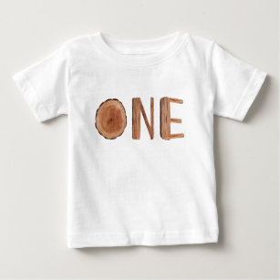 Camiseta Para Bebê Primeiro aniversario de Madeira Russo Um