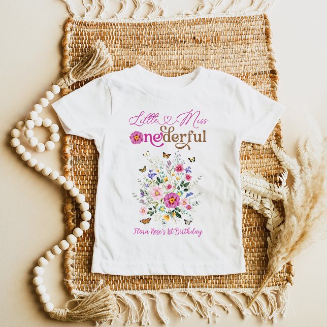 Camiseta Para Bebê Primeiro aniversario de Menina Única, Maravilhosa  (Criador carregado)