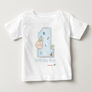 Camiseta Para Bebê Primeiro aniversario de menino