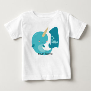 Camiseta Para Bebê Primeiro aniversario de Narwhal