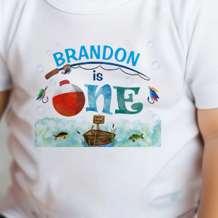 Camiseta Para Bebê Primeiro aniversario de O-fish-al de pesca