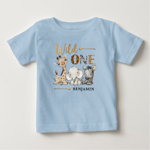 Camiseta Para Bebê Primeiro aniversario De Um Bebê Selvagem De Gungl