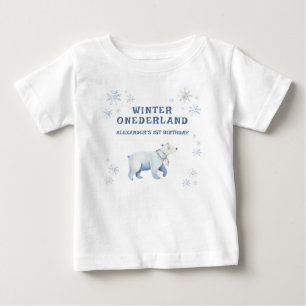 Camiseta Para Bebê Primeiro aniversario de Urso Polar de Winter Onede