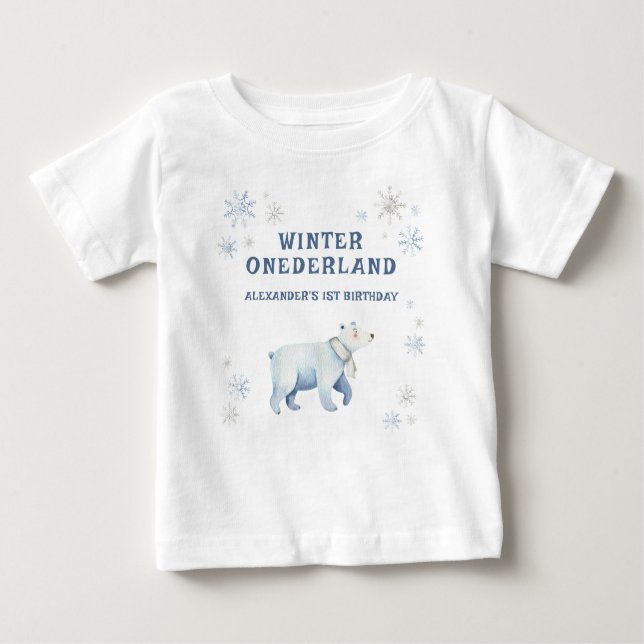 Camiseta Para Bebê Primeiro aniversario de Urso Polar de Winter Onede (Frente)