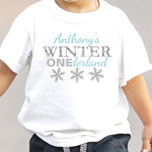Camiseta Para Bebê Primeiro aniversario de Winter ONEderland (Criador carregado)