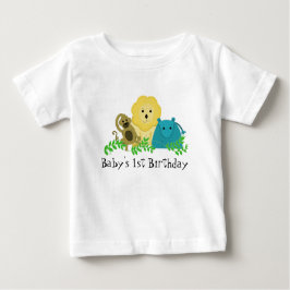 Camiseta Para Bebê Primeiro aniversario de Zoo