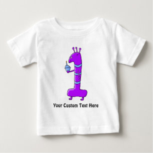 Camiseta Para Bebê Primeiro aniversario. Desenhos animados no roxo