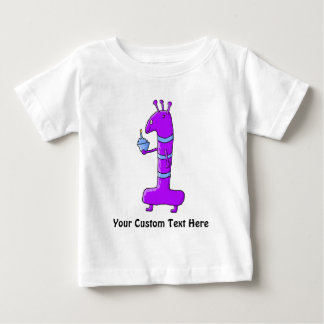 Camiseta Para Bebê Primeiro aniversario. Desenhos animados no roxo