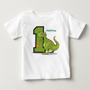 Camiseta Para Bebê primeiro aniversario Dinossauro Personalizado