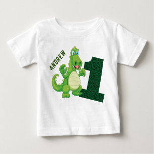 Camiseta Para Bebê primeiro aniversario Dinossauro Personalizado