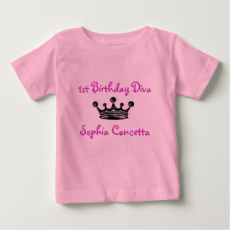 Camiseta Para Bebê primeiro aniversario Diva